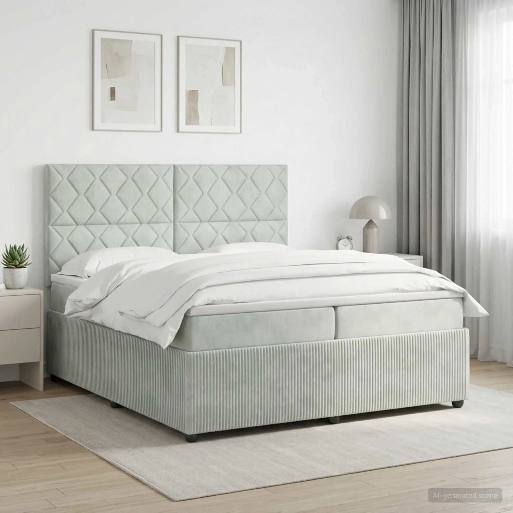 Letto box spring con materasso Grigio Chiaro 200 x 200 cm 3454679