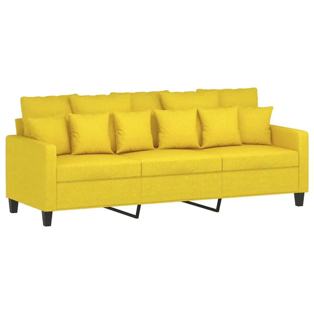 Set di Divani 4 pz con Cuscini Giallo Chiaro in Tessuto 3201645