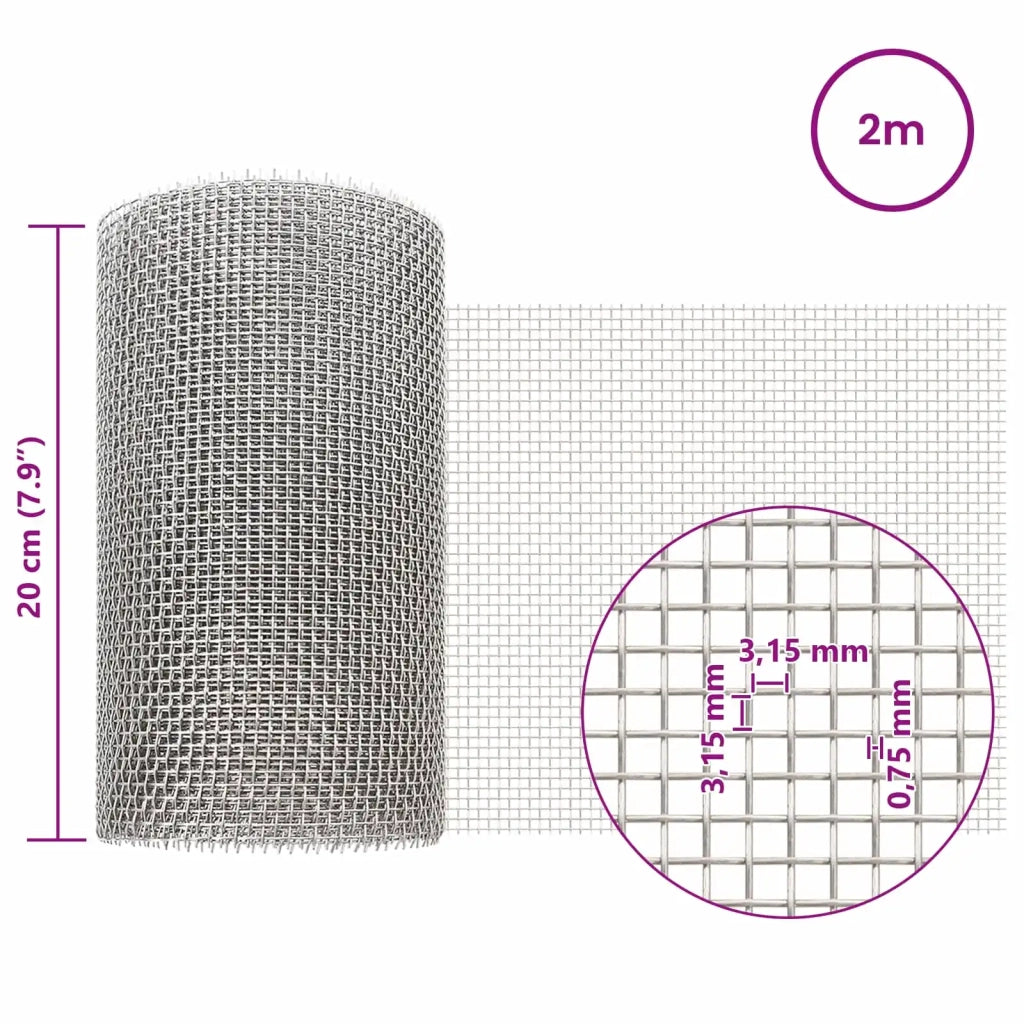 Rete per schermatura 20 x 200 cm 6 Mesh Argento 42039644