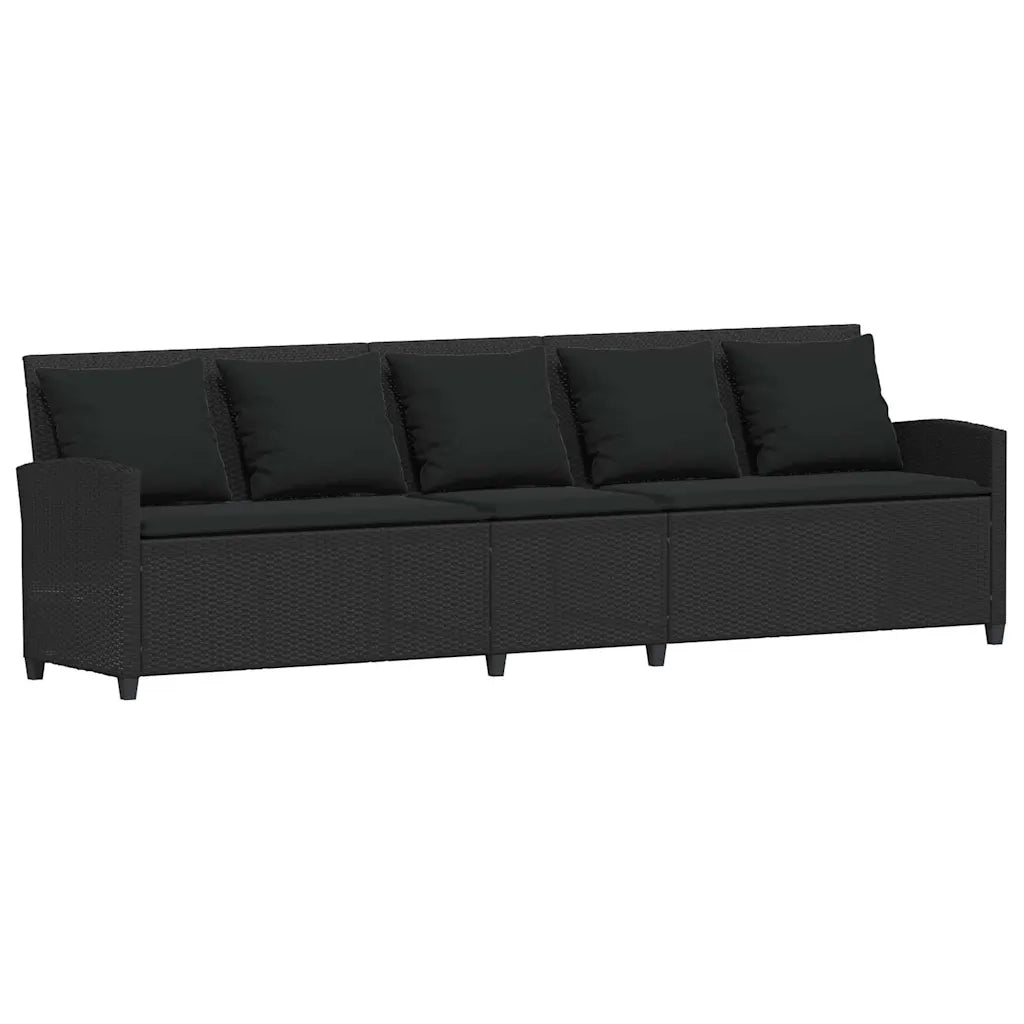 Divano da Giardino a 5 Posti con Cuscini Nero in Polyrattan 4104112