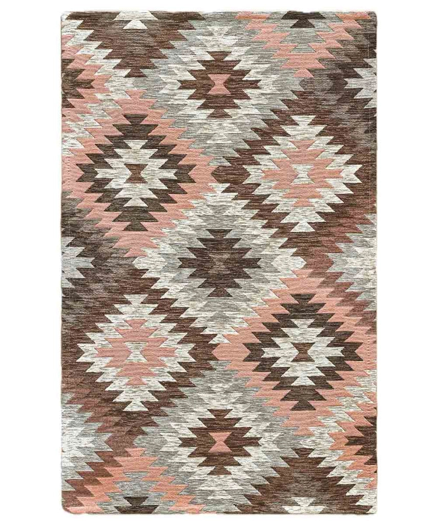 Passatoia moderna AVANA ROSA contemporaneo geometrico etnico kilim, tappeto arredo multiuso lavabile anti-scivolo cm.55x140