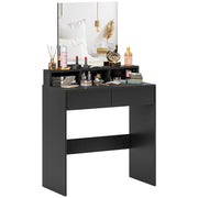 Tocador con specchio 2 cassetti 3 scompartimenti ¨C Minimal ¨C Nero 75x38x135 cm