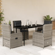 Set da Pranzo da Giardino 5 pz con Cuscini in Polyrattan Grigio 3262856