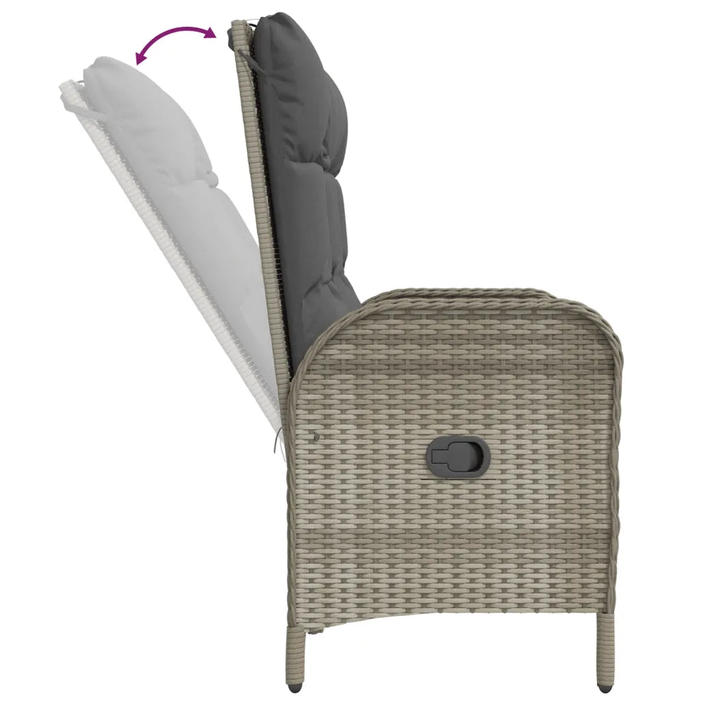 Set da Pranzo da Giardino 2 pz con Cuscini in Polyrattan Grigio 3203501