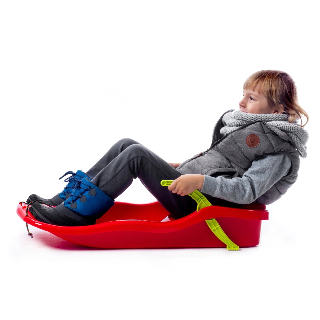 KADAX Slittino con freno e schienale in plastica, grande, con corda