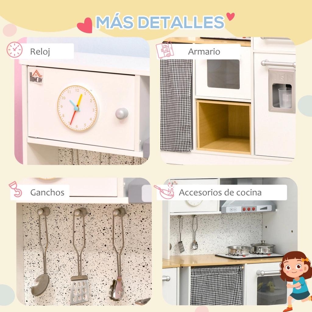 Cucina Giocattolo in Legno per Bambini ¨C Minimal ¨C Bianco con Luci e Suoni