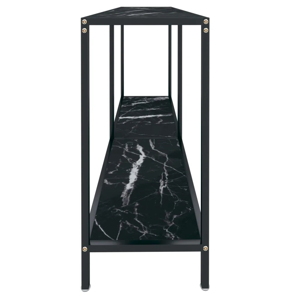 Tavolo Consolle Nero 140x35x75,5 cm in Vetro Temperato 331697