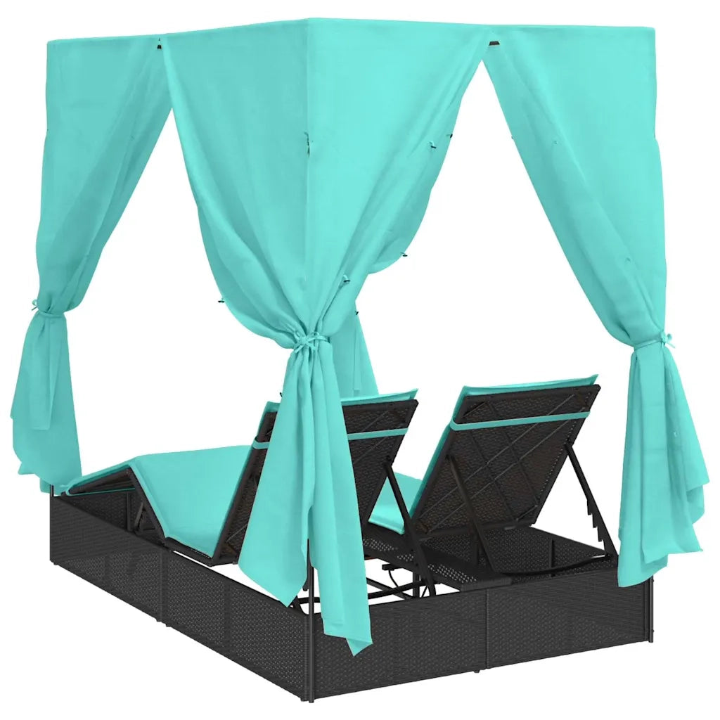 Lettino da sole doppio Turchese 205 x 129 x 200 cm polyrattan 3376135