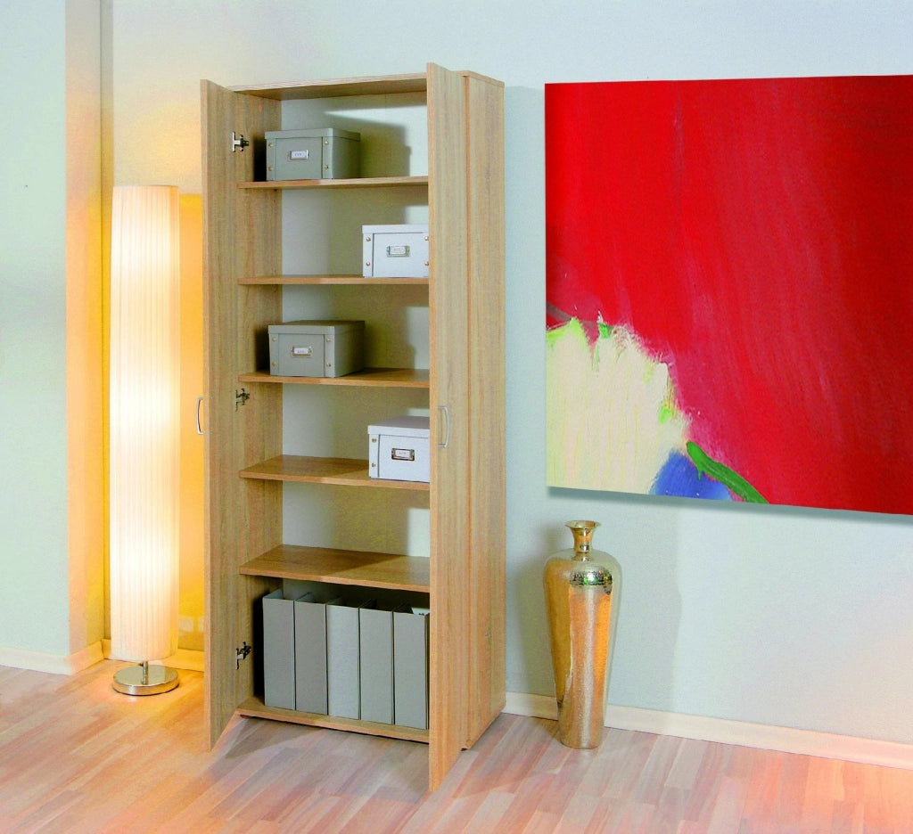 Pazzano, Armadio Multiuso 2 Ante 5 Ripiani, 70x189h cm Beige