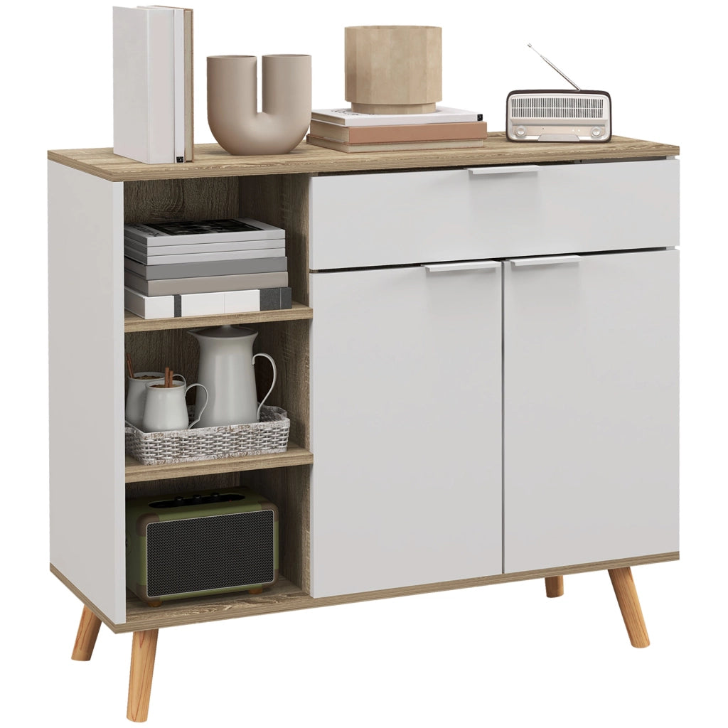 Mobile Multiuso con Cassetto ¨C Xylo ¨C 3 Ripiani Aperti, 95x35x85 cm