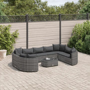 Set Divano da Giardino 10 pz con Cuscini Grigio in Polyrattan 3308402