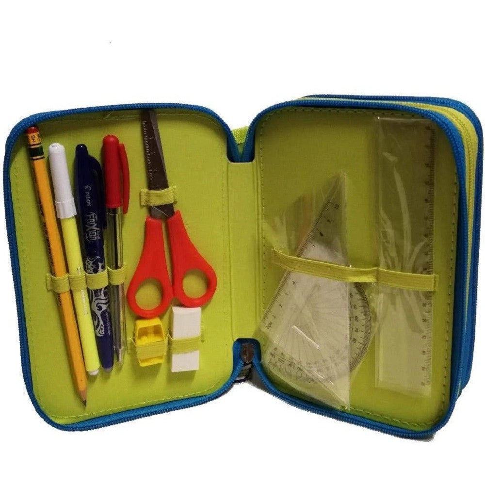 Trade Shop - Astuccio 3 Scomparti Zip Wwf Scuola Portapastelli Penne Pennarelli Accessoriato -