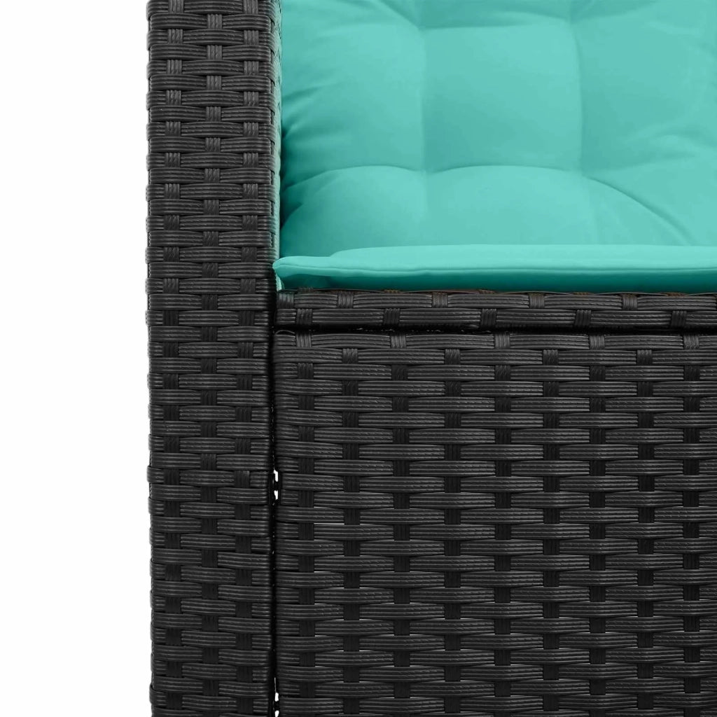 Divano da giardino 2 pcs Nero e Turchese Poly Rattan 4103880