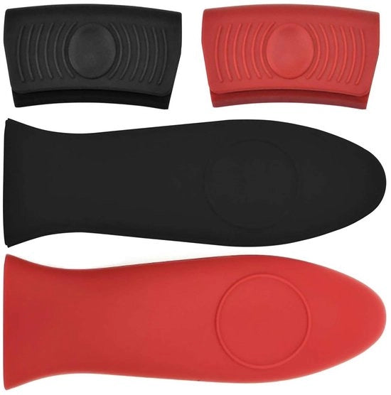 Pannini con maniglia in silicone 4 pezzi - Maniglie per pentole in ghisa - Isolamento termico - Resistente al calore - Per pentole in ghisa - Maniglia per pentola con presa sicura