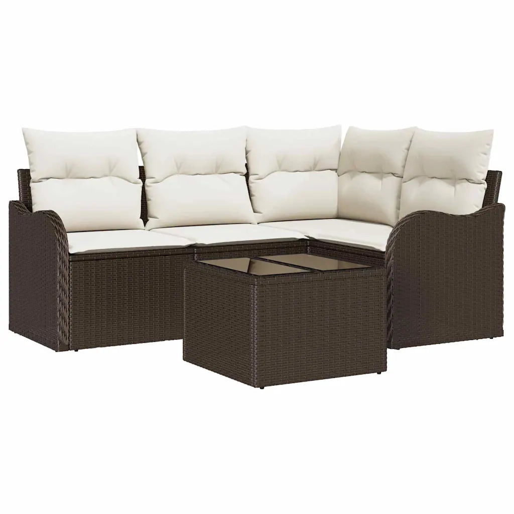 Set Divano da Giardino Marrone polyrattan