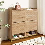 Scarpiera moderna in effetto legno - Zephmum - 4 ante - Compatta e robusta