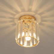Trade Shop - Plafoniera Lampadario Da Soffitto A Cilindro Oro E27 In Cristallo Design Elegante -