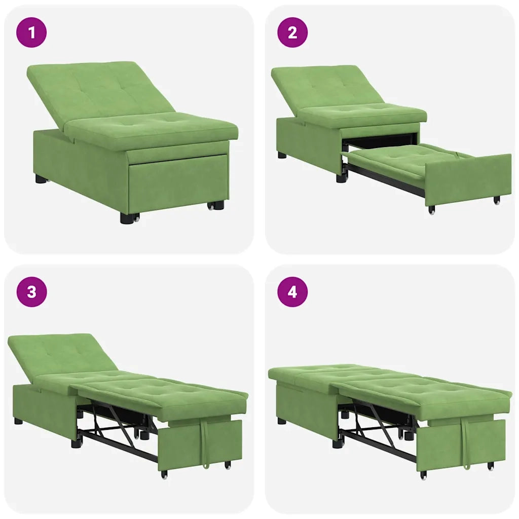 Divano letto Verde chiaro 194 x 67 x 82 cm Velluto 42008597