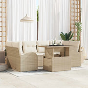 Set Divano da Giardino 7 pcs Beige Rattan in Polipropilene