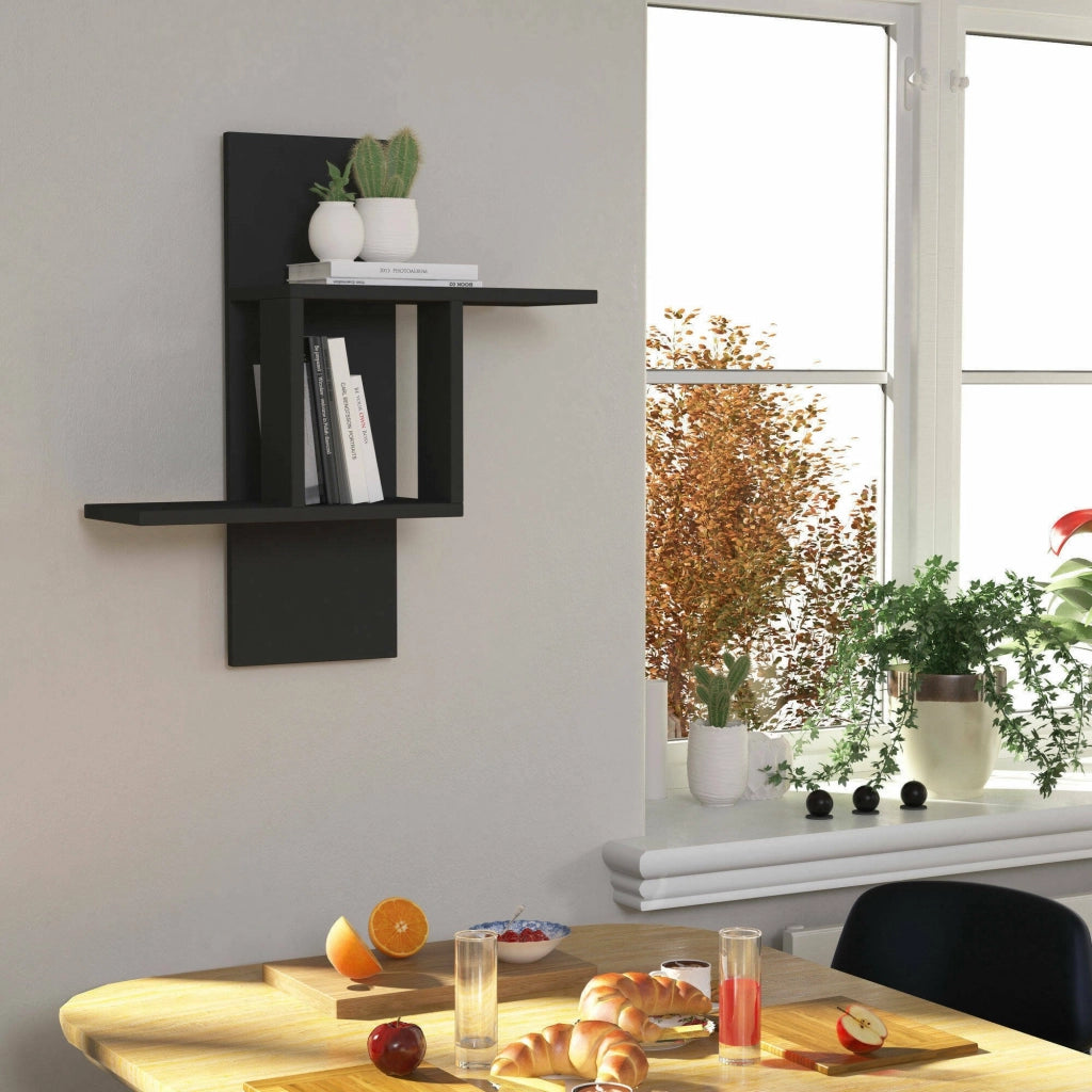 Lozen, Mensola 2 Ripiani, 64x20x70h cm Nero Antracite