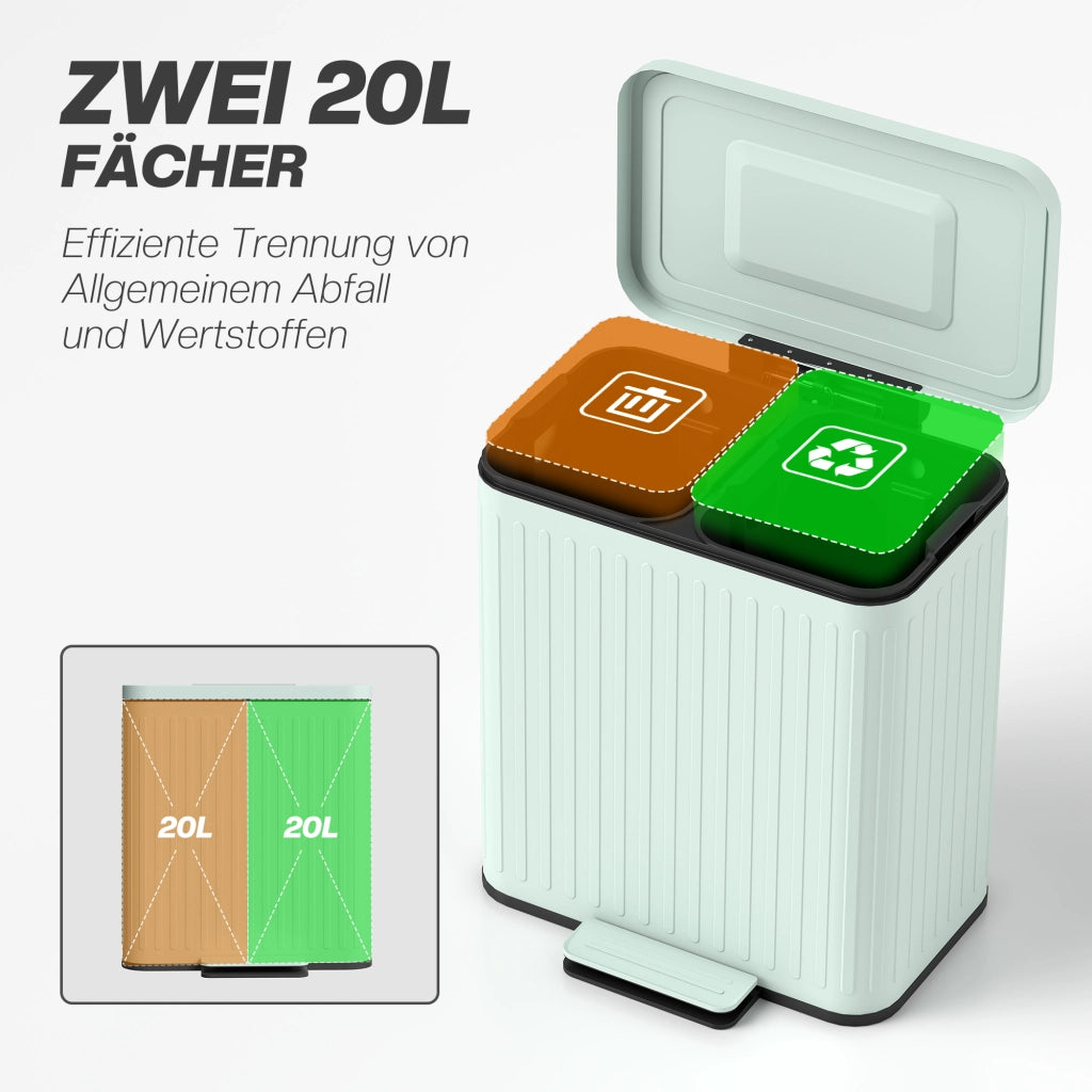 Cestino per la raccolta differenziata 2x20L ¨C Minimal ¨C Verde