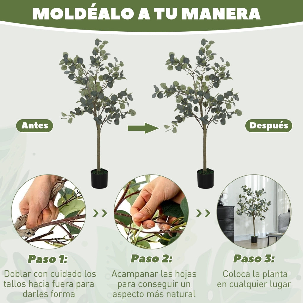 Pianta Artificiale Eucalipto 150 cm in Vaso ¨C zephmum ¨C Verde per Interni