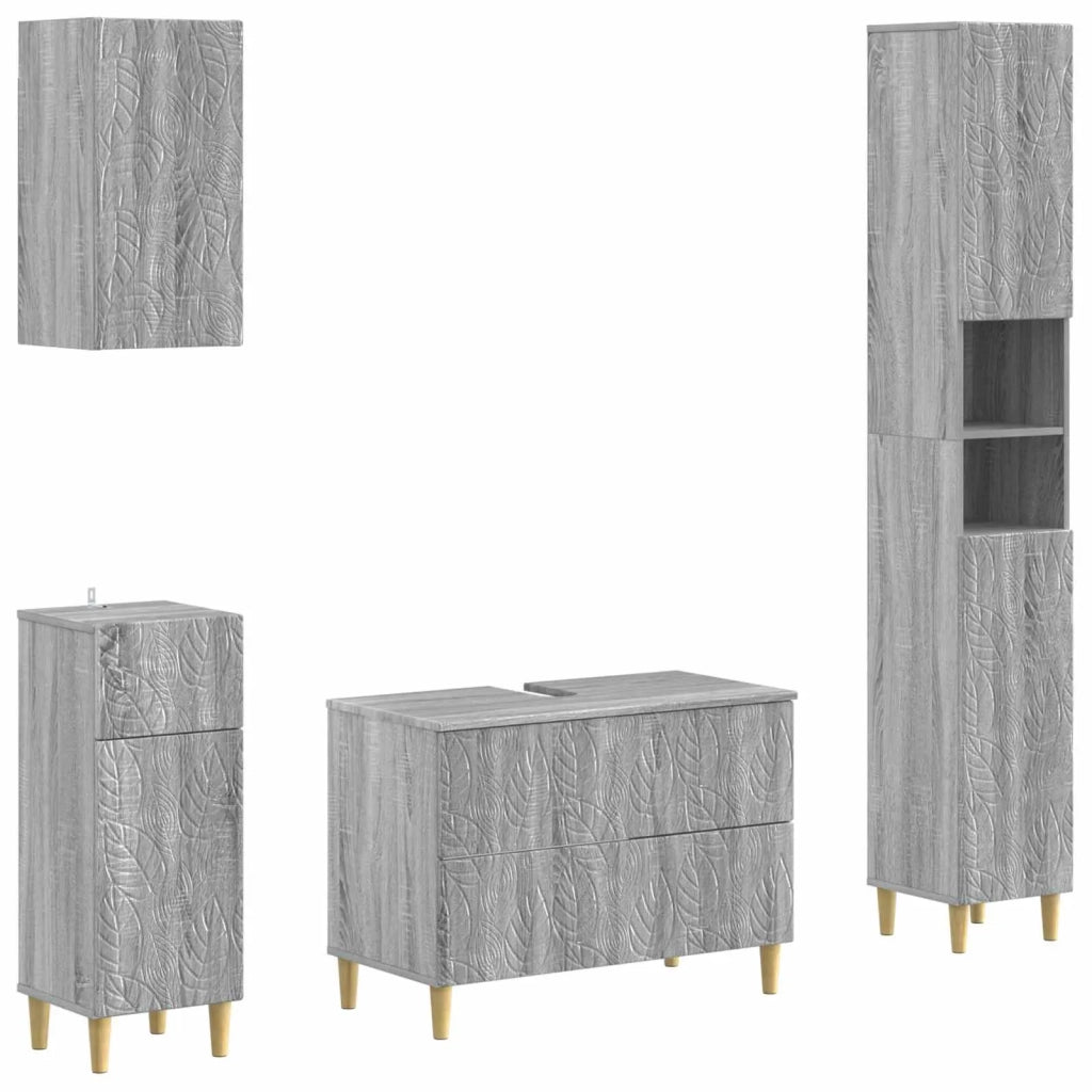 Set di Mobili da Bagno da 4 Pezzi DELFT Sonoma grigio 3417951