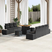 Set Divano da Giardino con cuscino 10 pcs Nero polyrattan 3362744