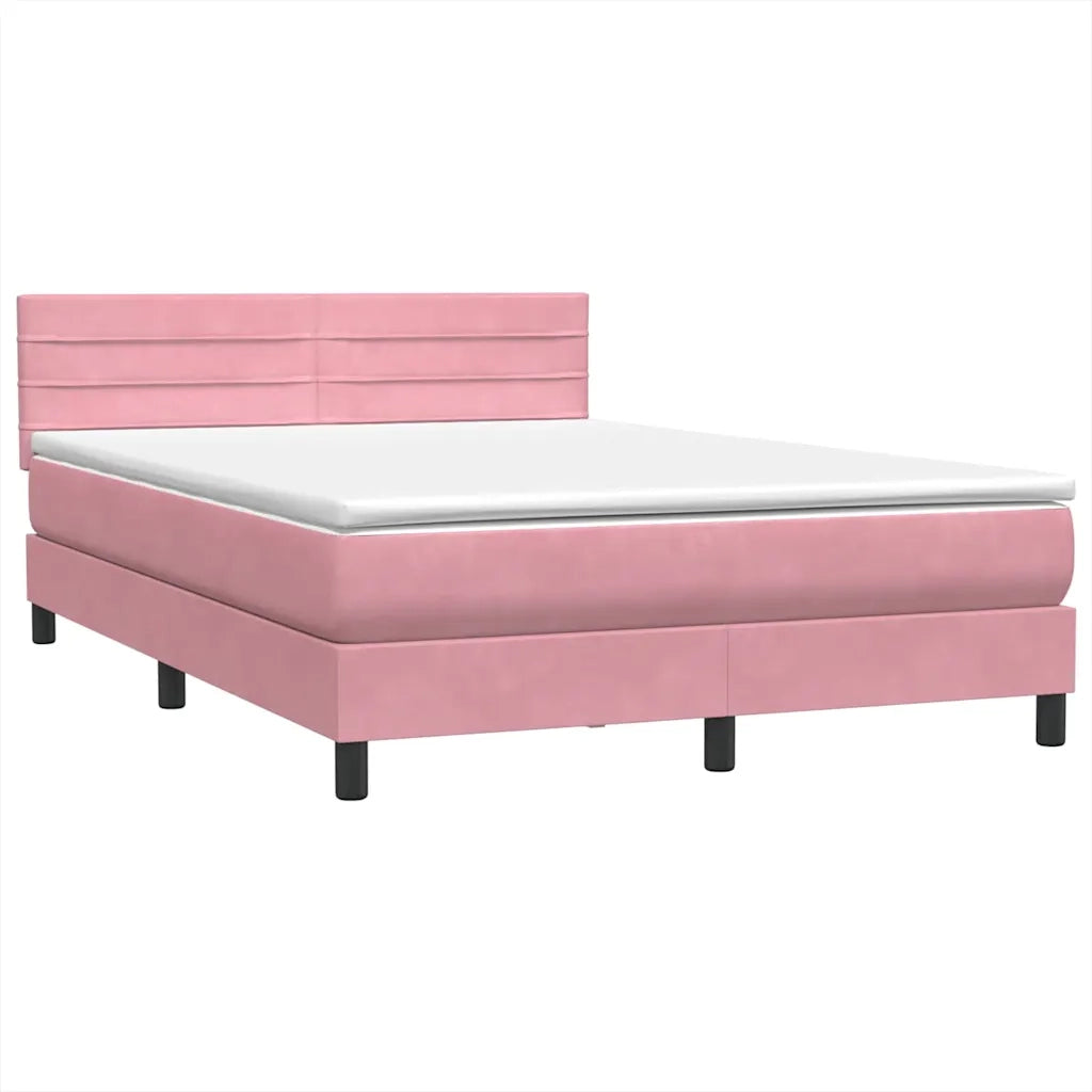 Giroletto a Molle con Materasso Rosa 140x220 cm in Velluto 3316358