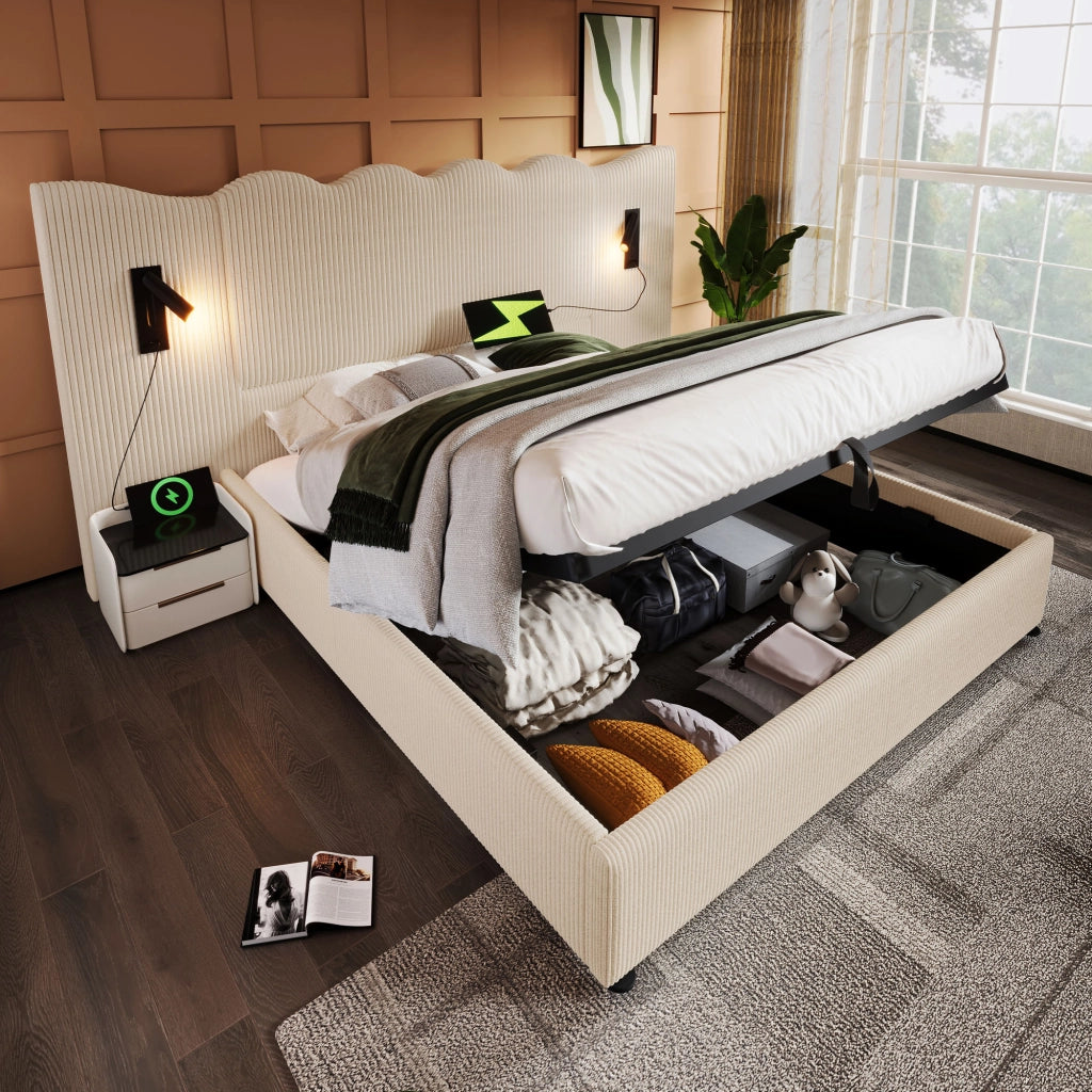 letto imbottito corda beige 180x200 cm