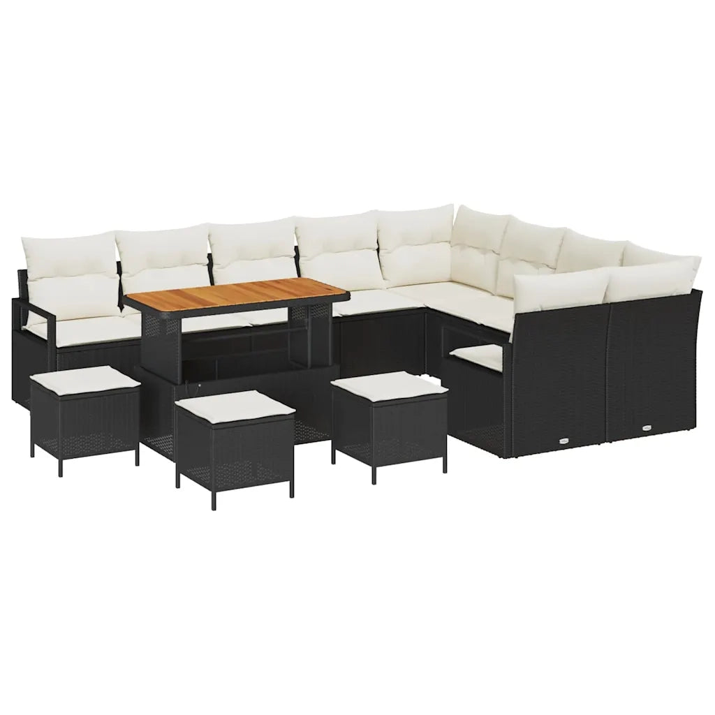 Set Divano da Giardino con cuscino 13 pcs Nero polyrattan 3362570
