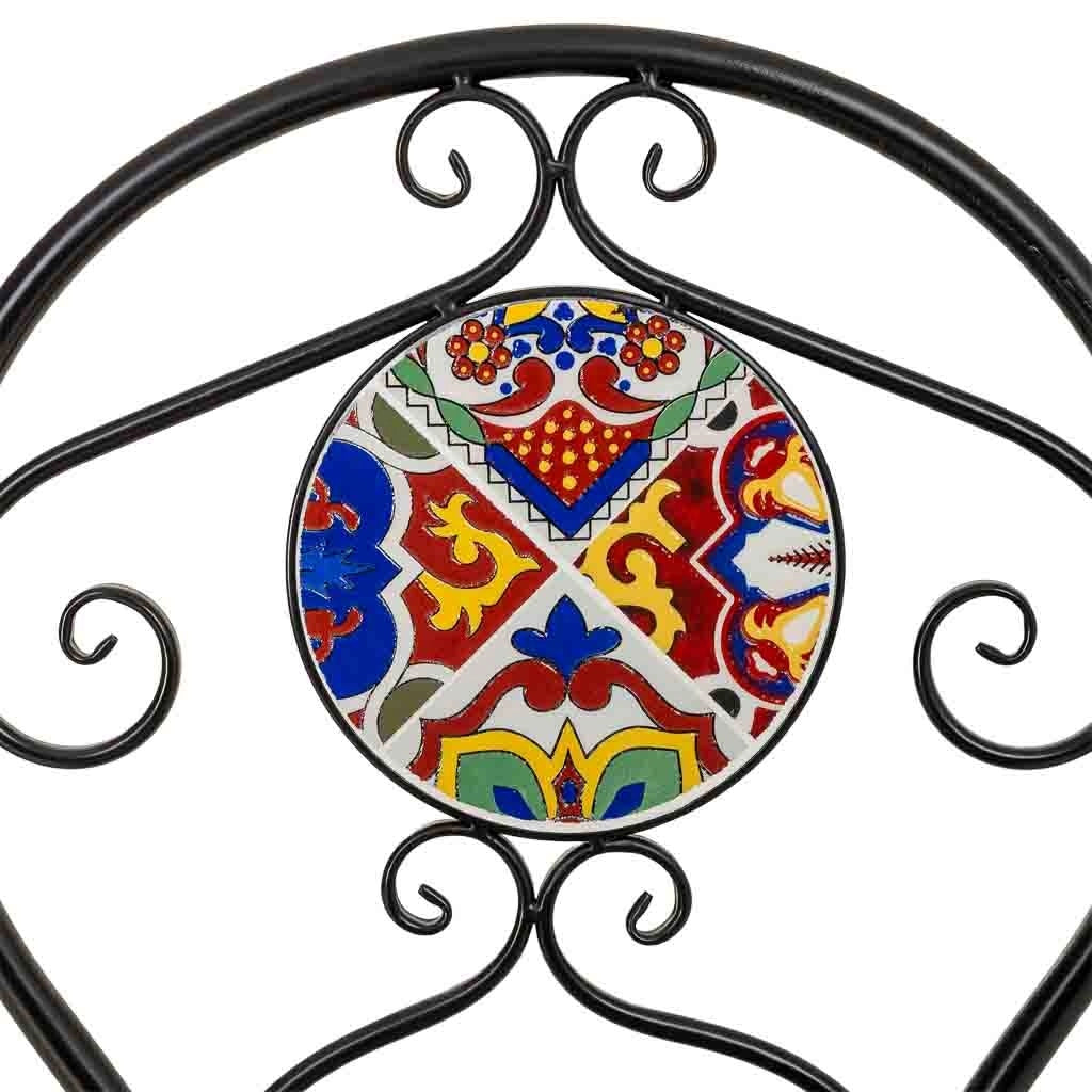 Poltrona in mosaico Rosso e ferro battuto 58x42x88h cm