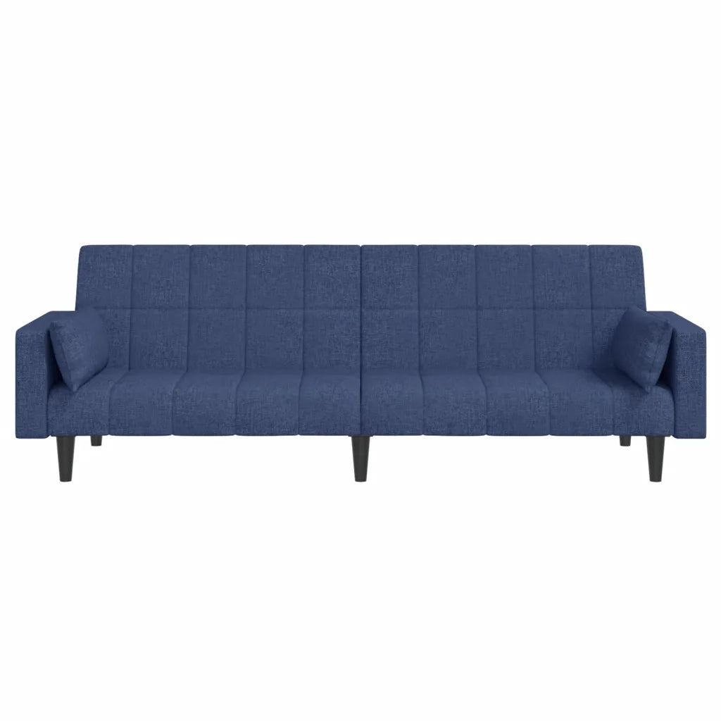Divano Letto a 2 Posti con 2 Cuscini-Sofa Letto 2 Posti-Daybed Blu in Tessuto 623037
