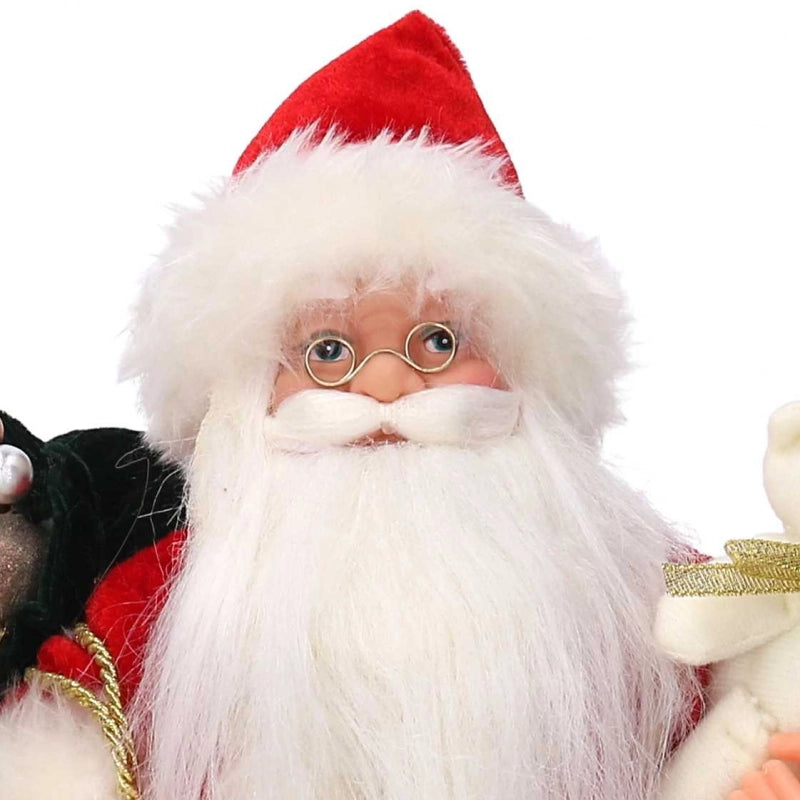 Puntale tessuto Babbo Natale rosso cm ø22h30