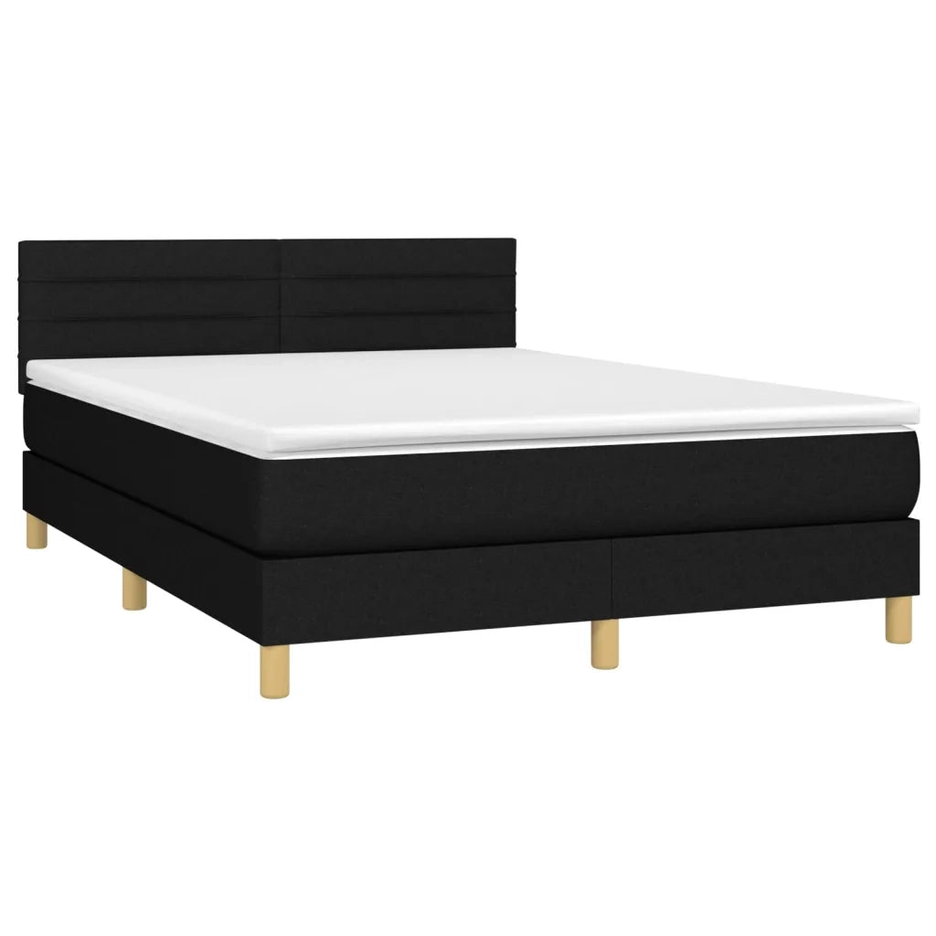 Letto a Molle con Materasso e LED Nero 140x200 cm in Tessuto 3133799