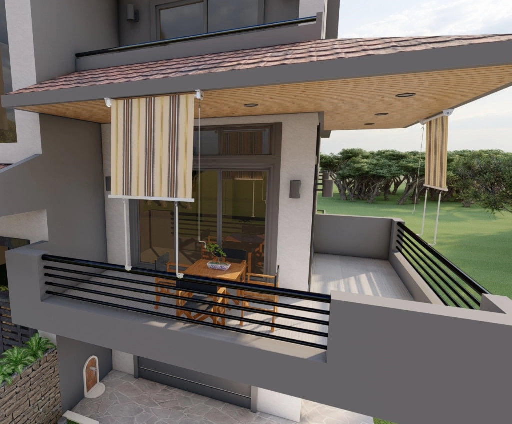 Tenda da sole per balcone con bracci, impermeabile 150cm Beige Marrone Golisa