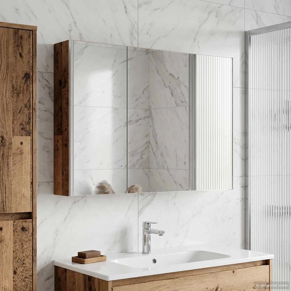 Mobiletto per specchio da bagno Legno vecchio 889277