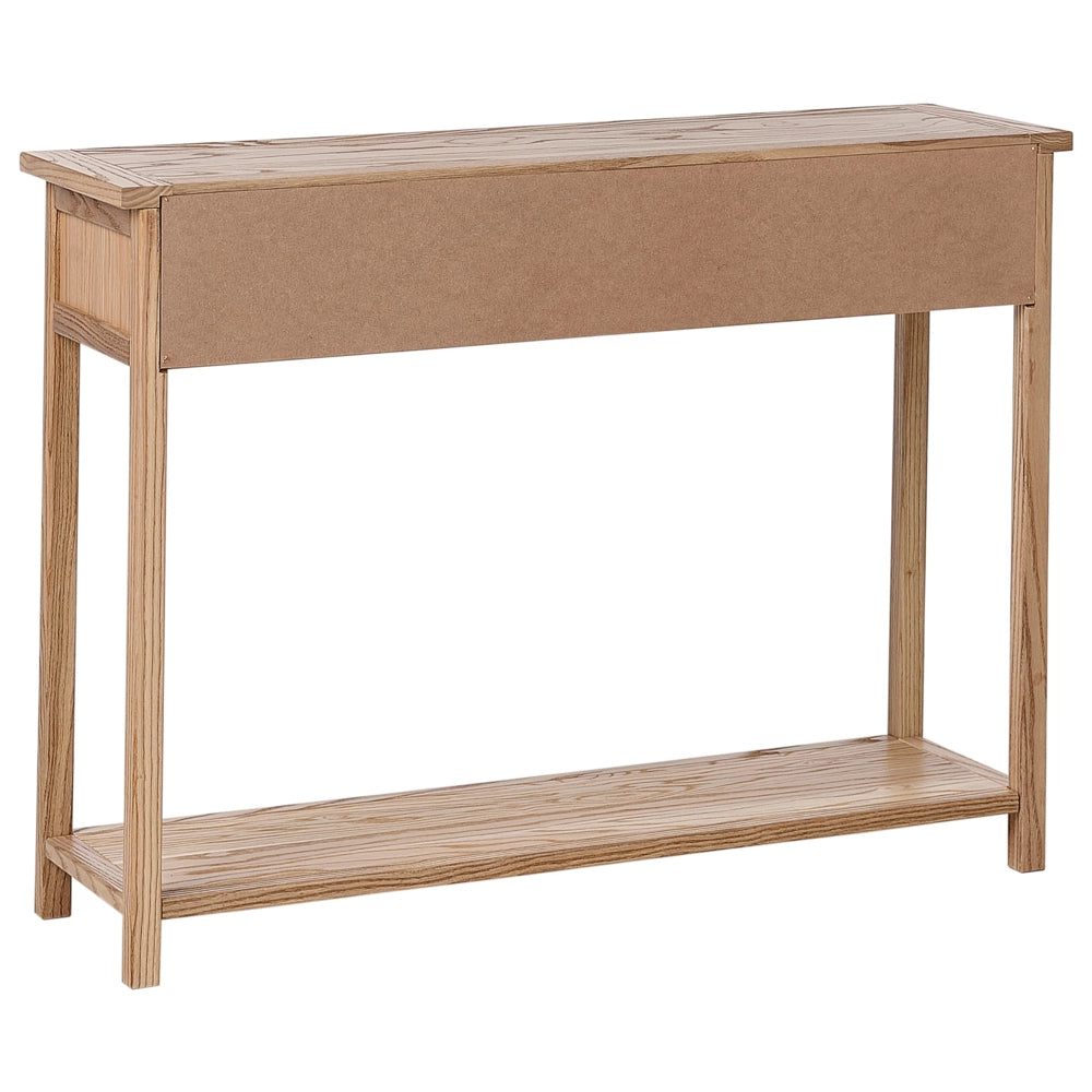 Consolle decorativa con 2 cassetti in legno chiaro stile rustico