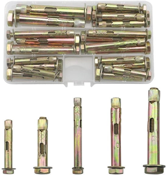Set di 24 ancore per muro, cemento, mattoni - Viti expansi a prova di stress - 50/70/80mm