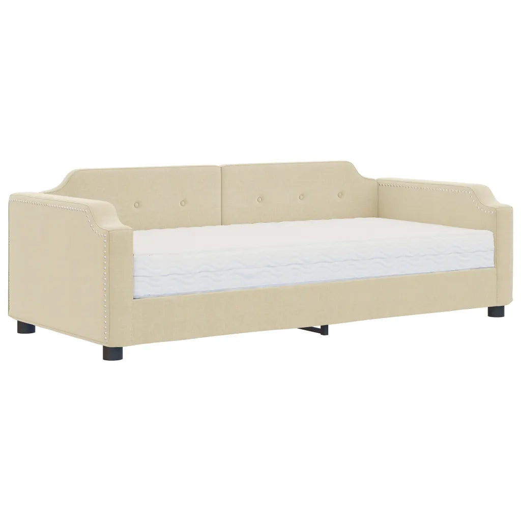 Divano Letto con Materasso Crema 90x200 cm in Tessuto 3197620