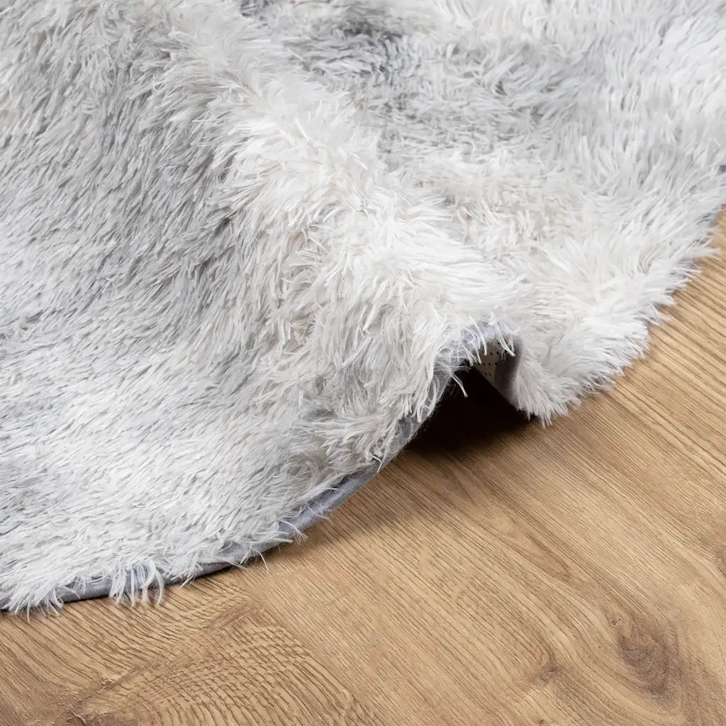 Tappeto Shaggy a Pelo Lungo NAVARRA Grigio Argento 120x120cm 4102908