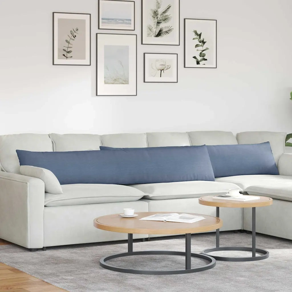 Cuscini da Divano 2 pz-Set di 2 Cuscini per Sofa Blu 200 x 40 cm Tessuto in Cords 845576