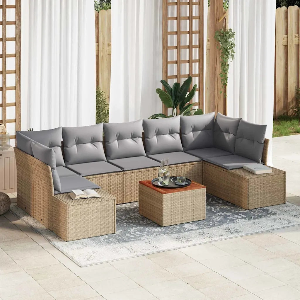 Set Divano da Giardino 8 pcs Beige e Grigio Chiaro polyrattan 3356593