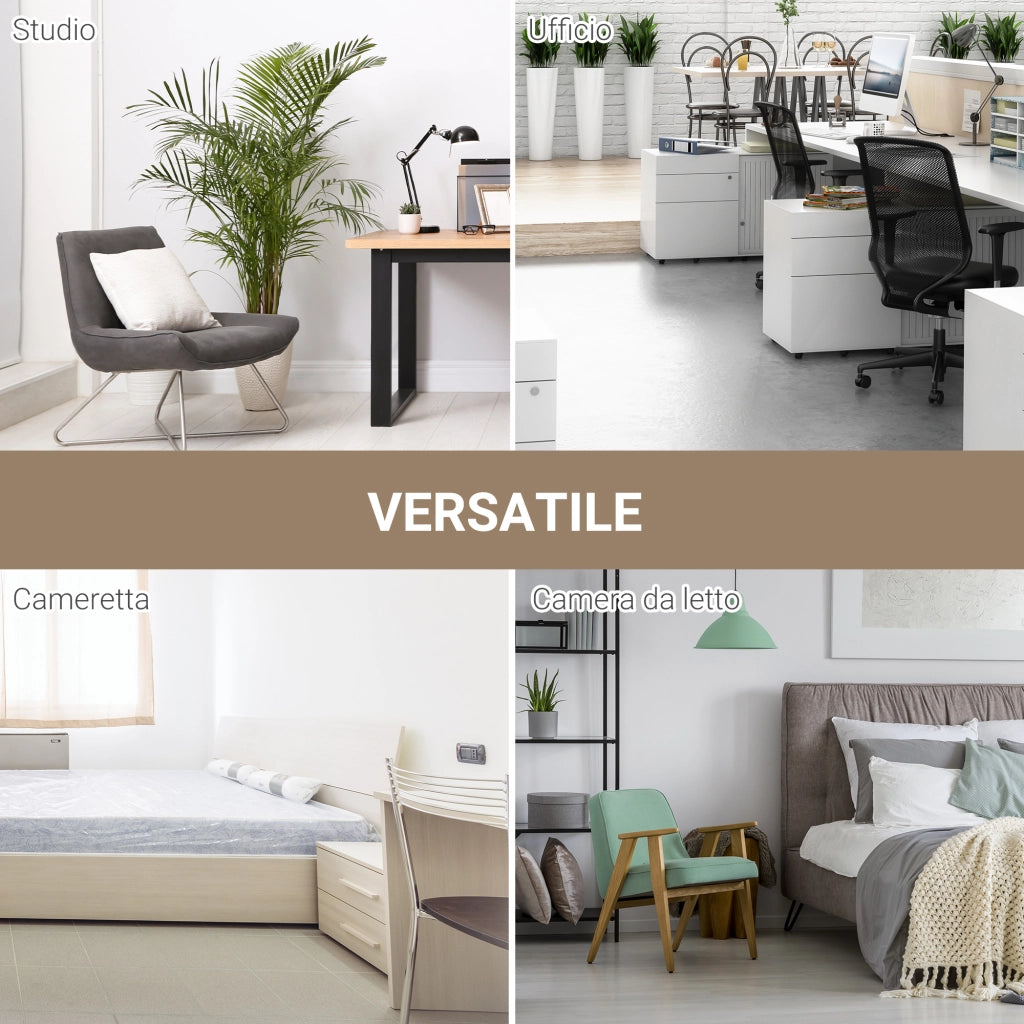 EasyComfort Scrivania Moderna per Computer con Gambe Regolabili e Struttura in MDF e Metallo, Tavolo da Pranzo 120x60x76 cm, Bianco e color Legno