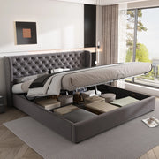 LETTO Contenitore 180x200 cm Velluto Grigio