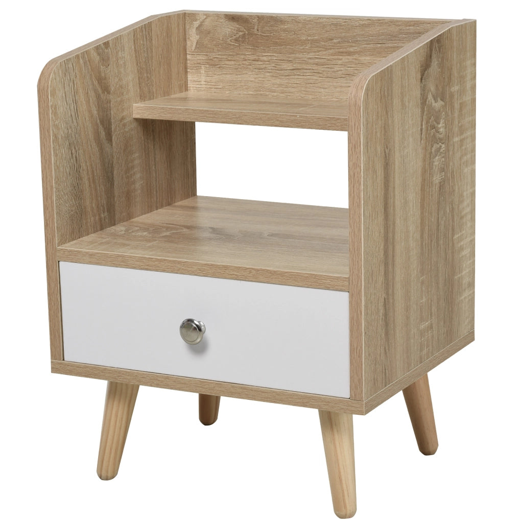 Comodino con cassetto e mensola ¨C Xylo ¨C legno naturale 37x30x48cm