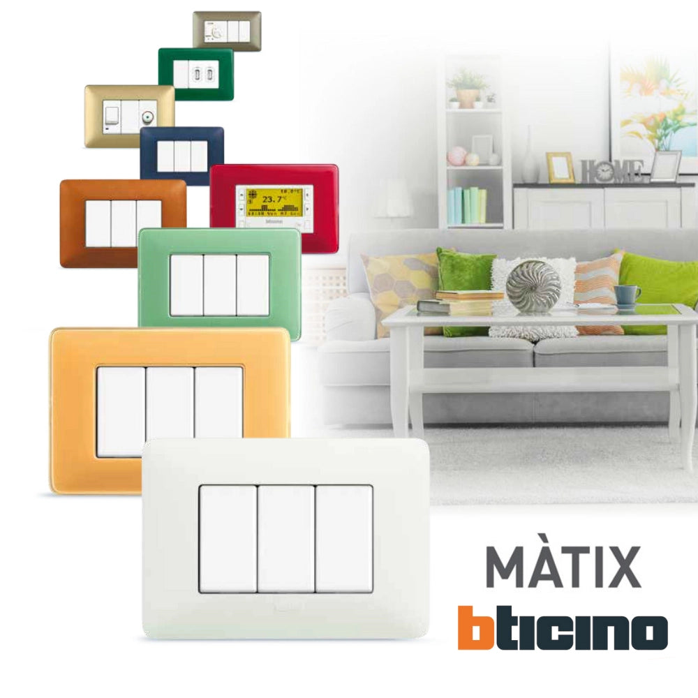 Bticino matix placca 6 posti tecnopolimero bianco am4806bbn pezzi 2