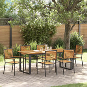 Set da Pranzo per Giardino 7 pcs Nero Legno di Acacia Massello