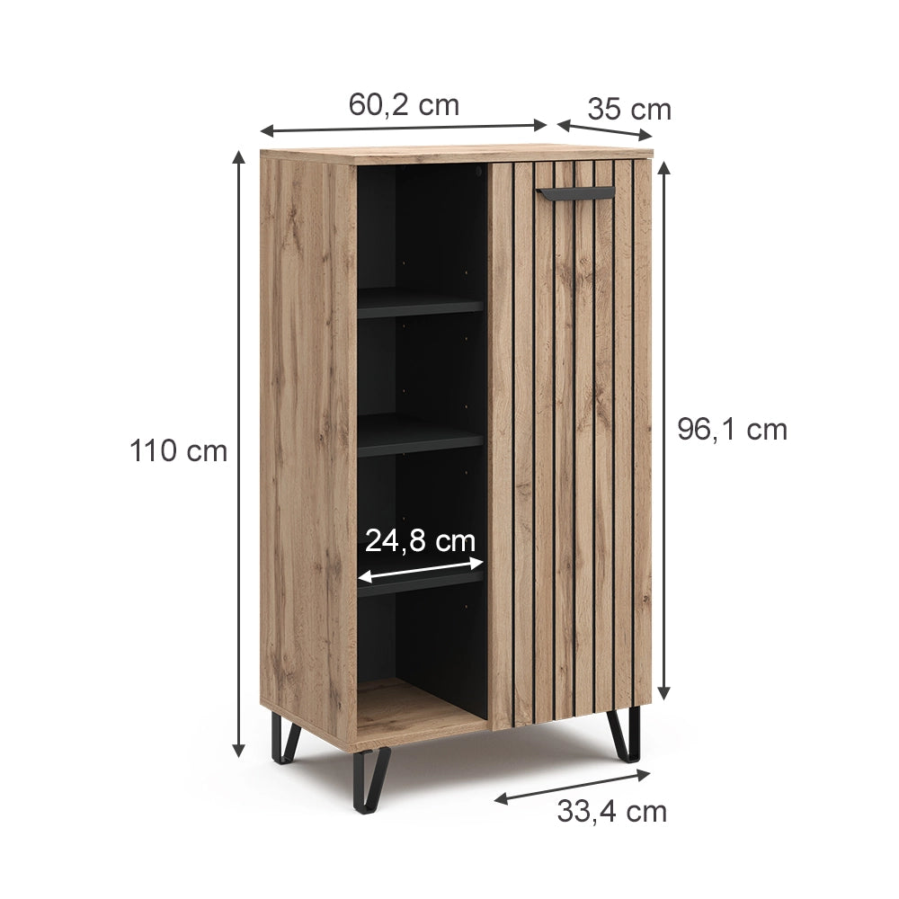Vicco Credenza Marrone 35 x 110 cm con 1 porta