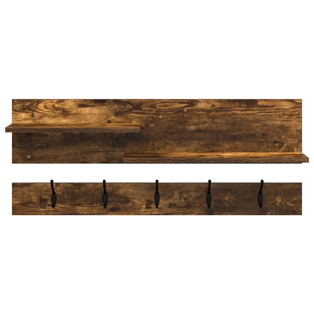 Appendiabiti a muro con lo scaffale Rovere fum¨¦ 90 x 15 x 36 cm CFW5265426